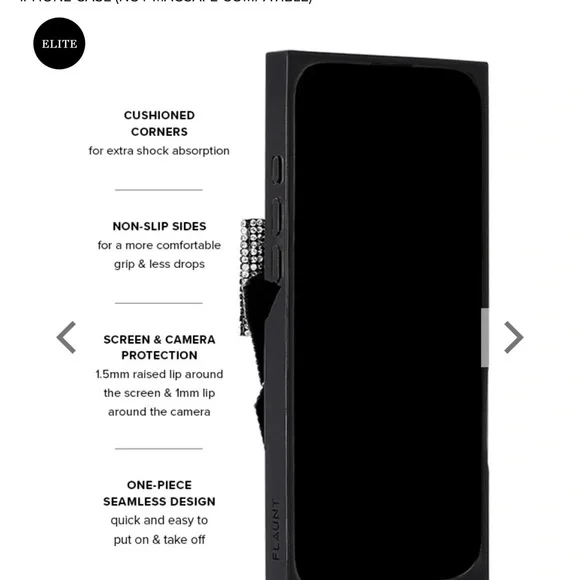 Flaunt Elite Black Square Rhinestone Bow Brilliance iPhone 15 Pro Max Case - Picture 6 of 8